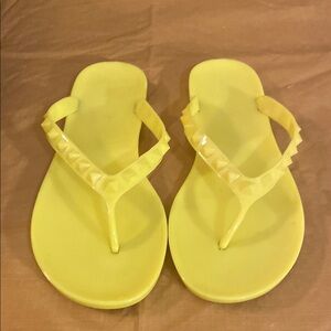 Yellow Rubber Studded Flip Flops